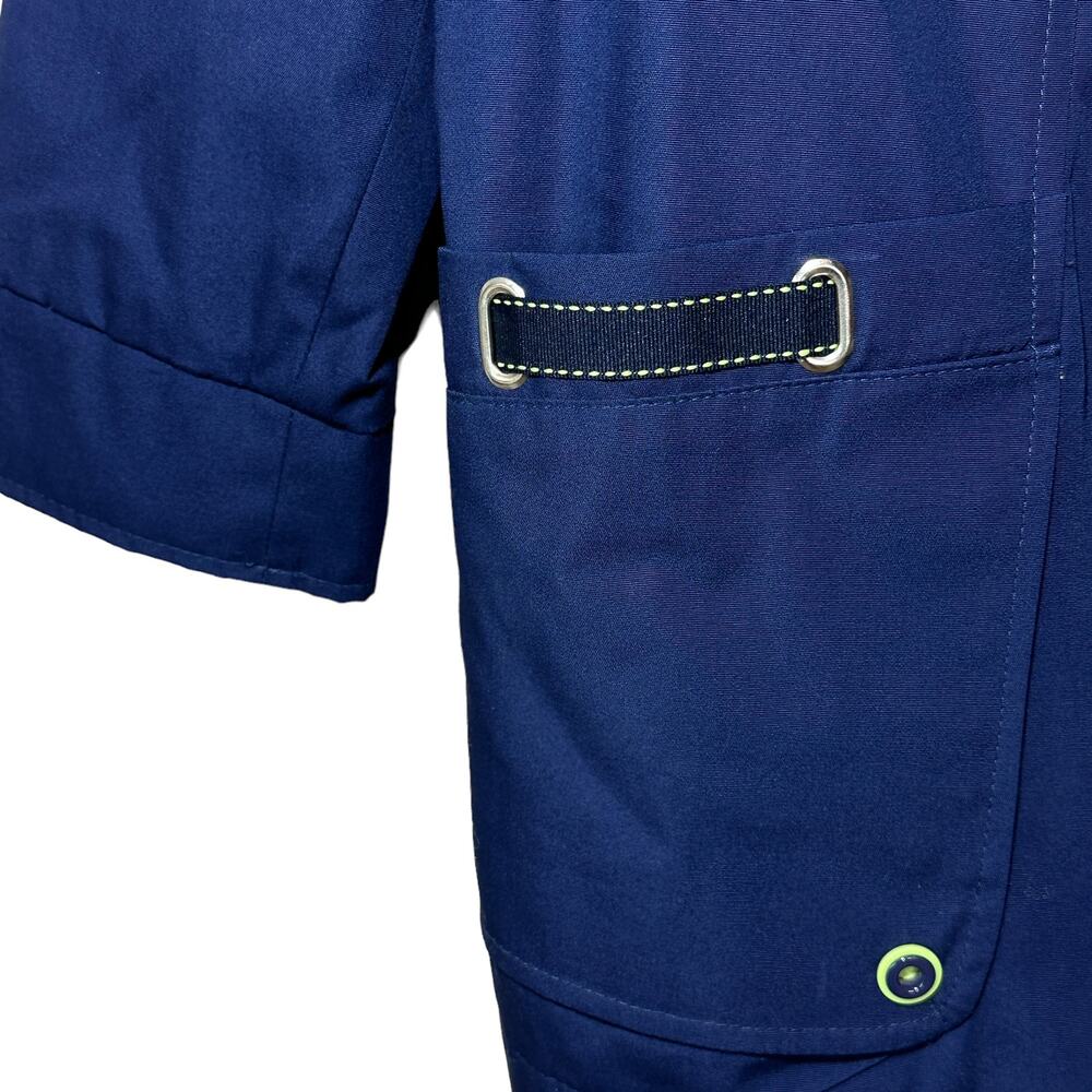 Mackintosh New England Rain Jacket Navy Lime Green Preppy Women Medium Pockets - Picture 4 of 10